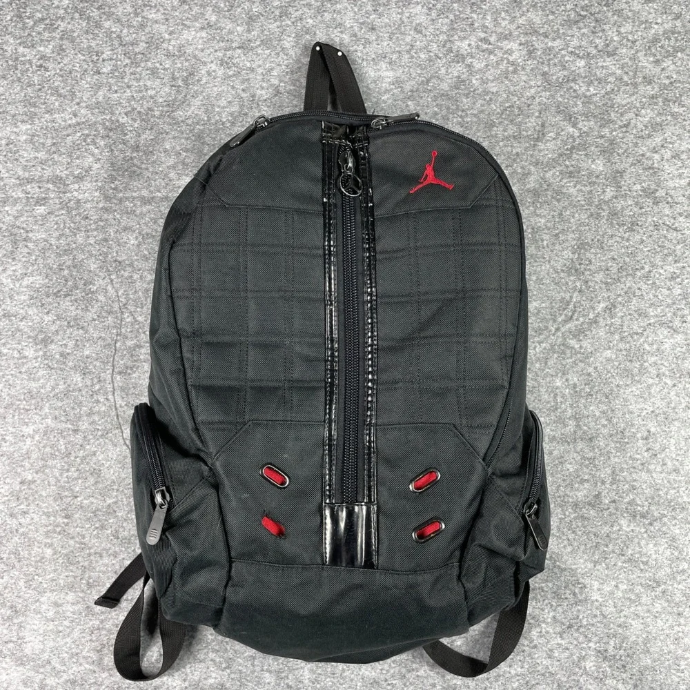 Jordan Backpack Mens OS Black Red Jumpman Multi Pocket School Travel Bag 2009